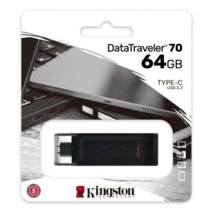Флеш-память USB 64 Gb Kingston DT70, Type-C 3.2, Черный