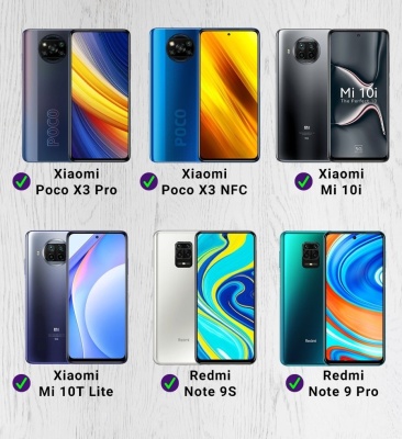 фото Защитное стекло с силиконовой рамкой Poco X3\Note 9pro\Note 9s\Mi 10\Mi10T Lite