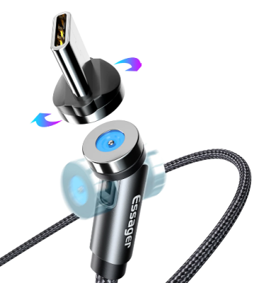 фото Магнитный кабель Essager с поворотом на 540 градусов, кабель Micro USB Type-C