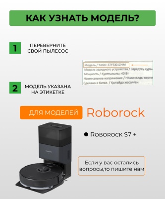 фото Для робота-пылесоса Xiaomi , Roborock S7+ : Тряпка-микрофибра 3 шт. + основная силиконовая щетка 1 шт. + боковая щетка 1 шт. + НЕРА-фильтр 1 шт.