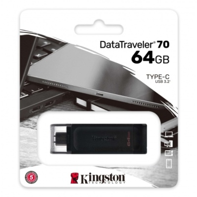 фото Флеш-память USB 64 Gb Kingston DT70, Type-C 3.2, Черный