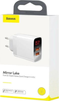 фото Зарядное устройство Baseus Mirror Lake Dual QC Digital Display quick Charger A+C EC, белый