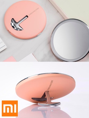 фото Зеркало для макияжа Xiaomi Led Lighted Makeup Mirror Pink с подсветкой и аккумулятором