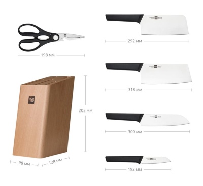фото Набор ножей с подставкой Xiaomi Huo Hou Fire Kitchen Steel Knife Set youth ver